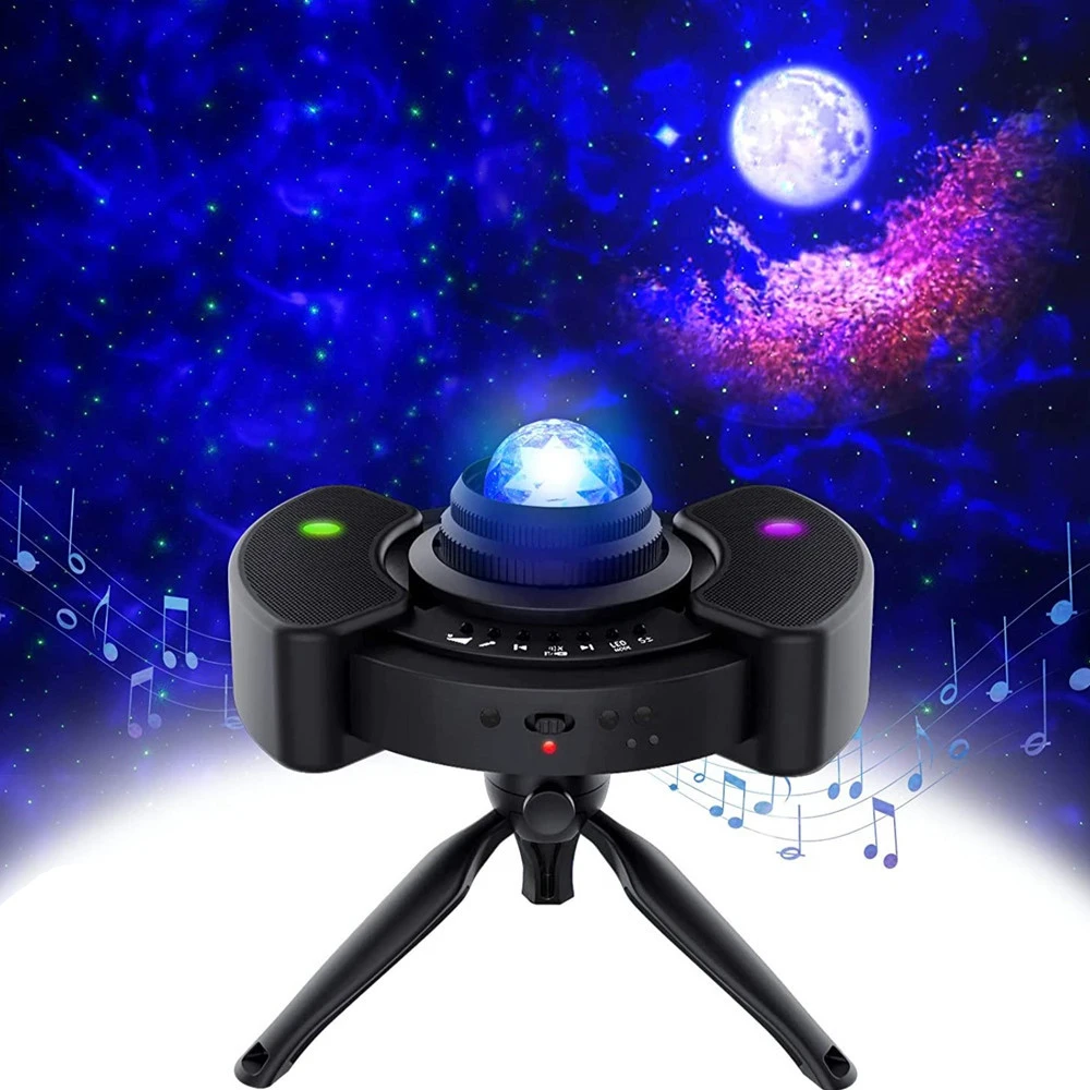 Colorful LED Stary Sky Projector Music Bluetooth Player Star Rotating Cloud Night Light Kids Gifts Christmas Bedroom Lamp