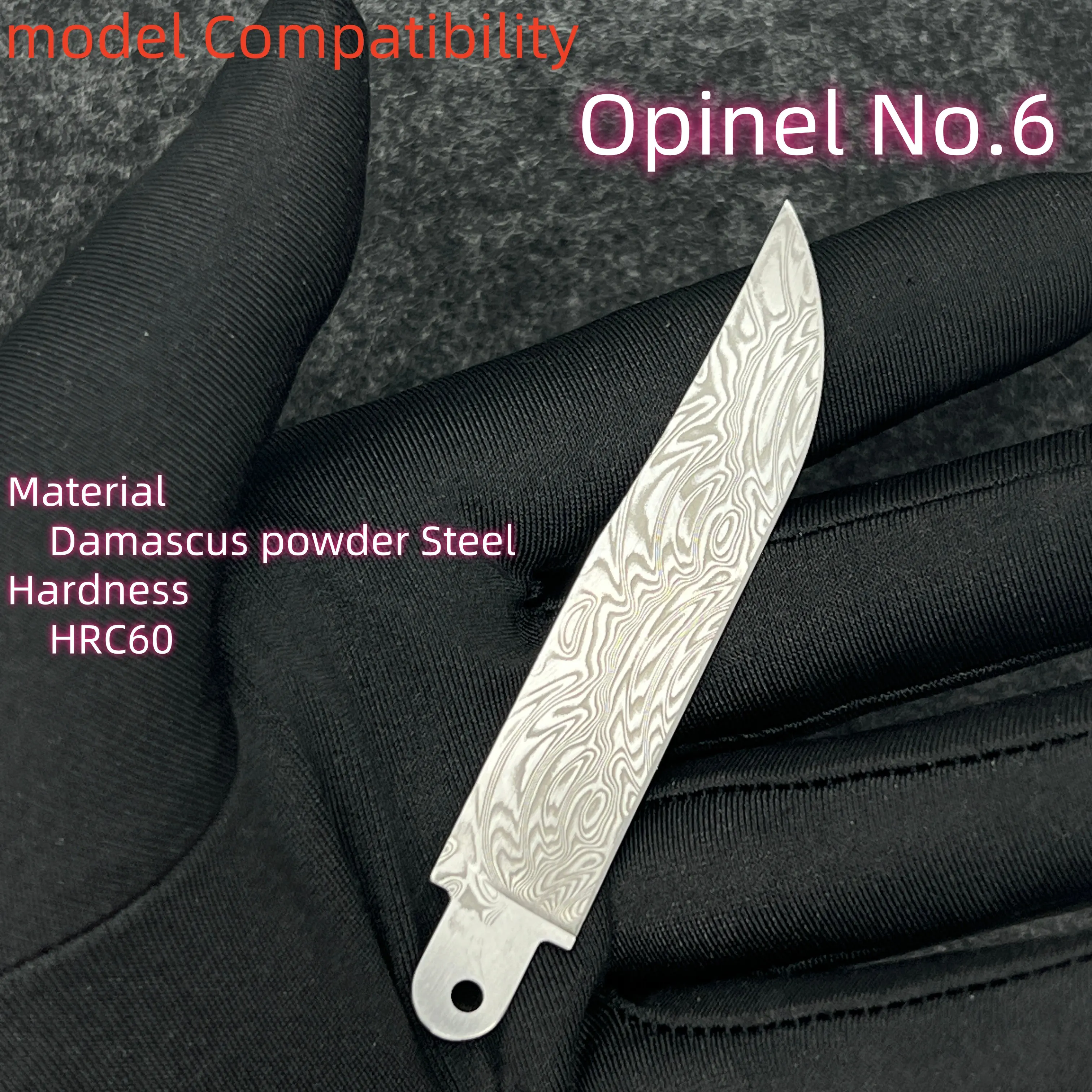 

Damascus powder Steel Replacement Blade For Opinel No.6 #6 Folding Knife DIY Accessories