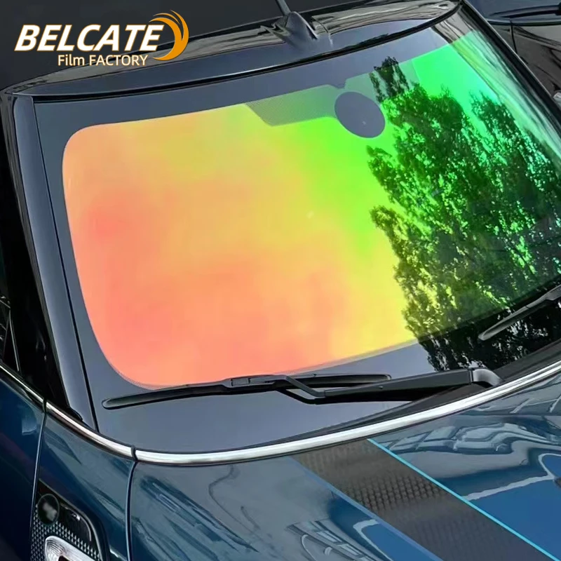 BELCATE Sunset Red 80% VLT Pink Chameleon Tint Window Film Solar Car Sticker Windshield Shield with Chameleon Effect