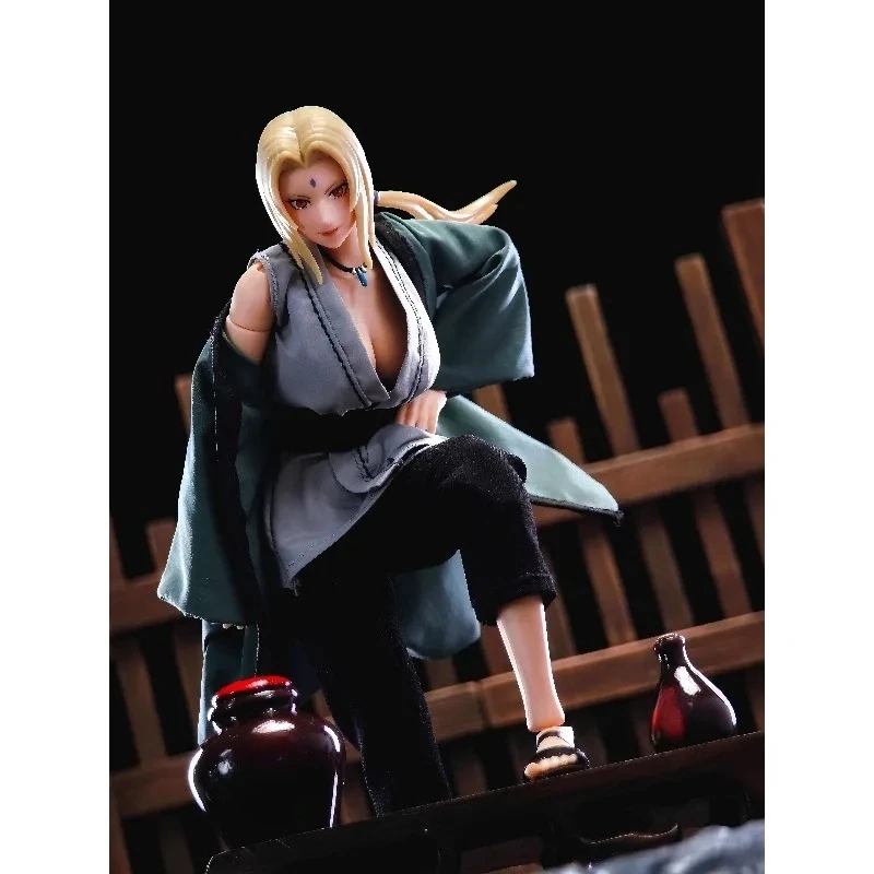 1/12 Scale Female Doll Five Generations Tsunade Cloth Grey Top Pants Green Coat Model Fit 6" Action Figure Body Toys