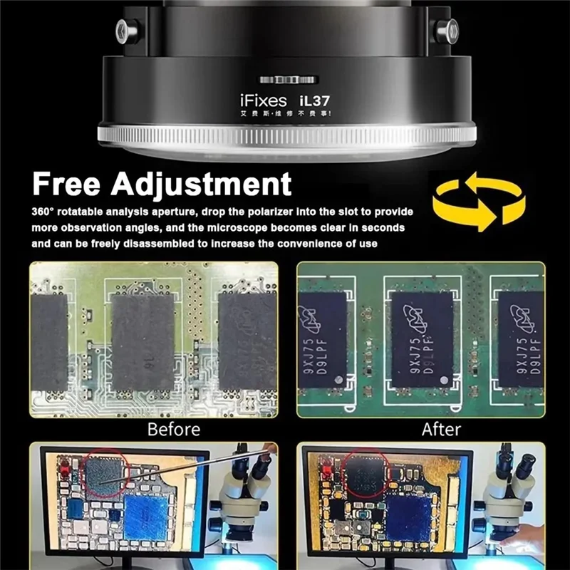 ABJI-Lab Illuminators Microscope For Phone For Soldering Repair Polarized Ring Light Ultra-Bright 96 LED Lamp Anti-Glare