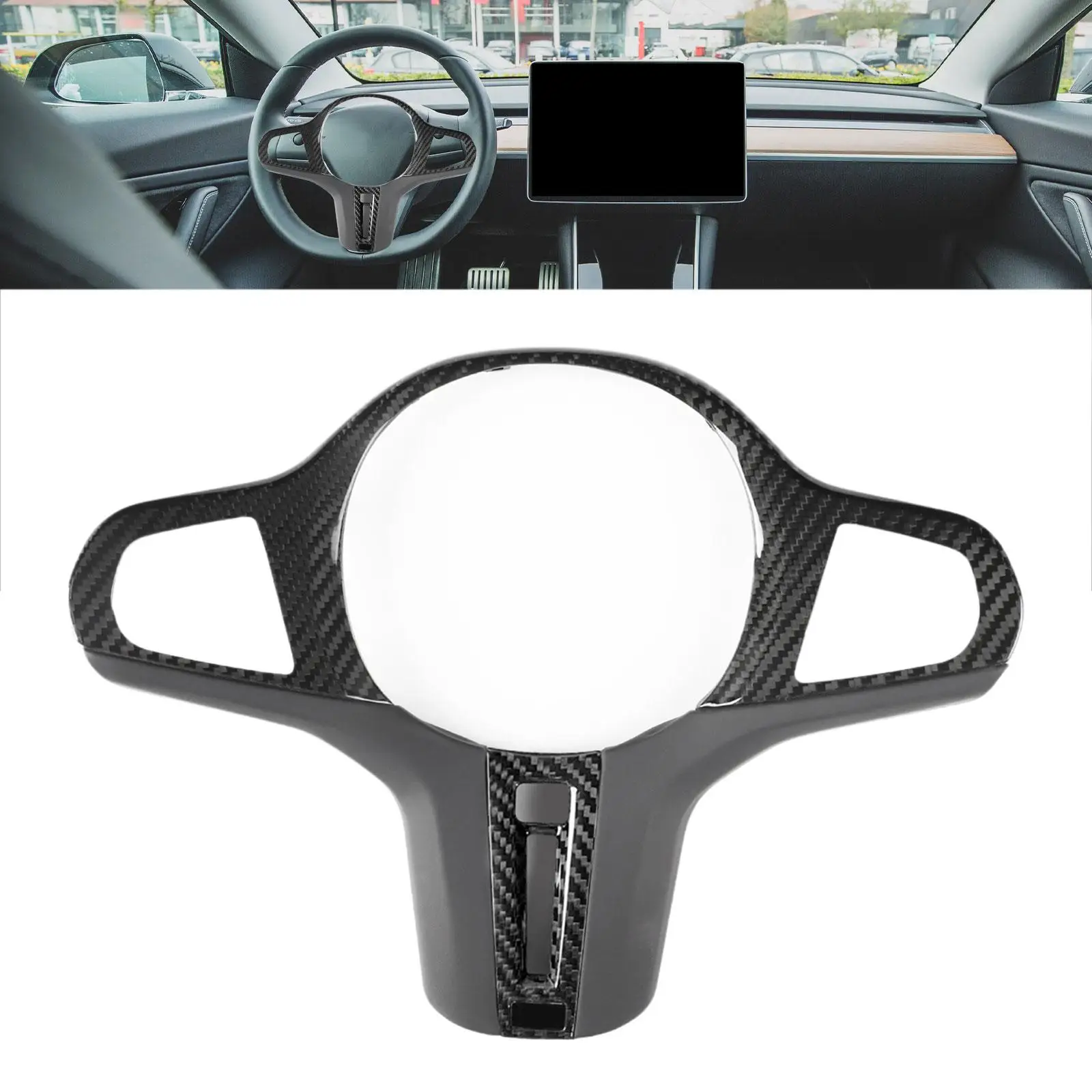 

Steering Wheel Panel Frame Cover Professional Interior Accessories Carbon Fiber