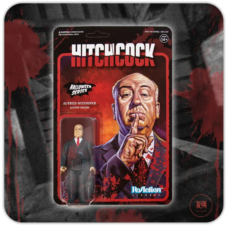 In Stock Super7 Alfred Hitchcock ReAction Figure Blood Spatter Toy Movie Director Toy Collection Gift Doll Halloween Birthday