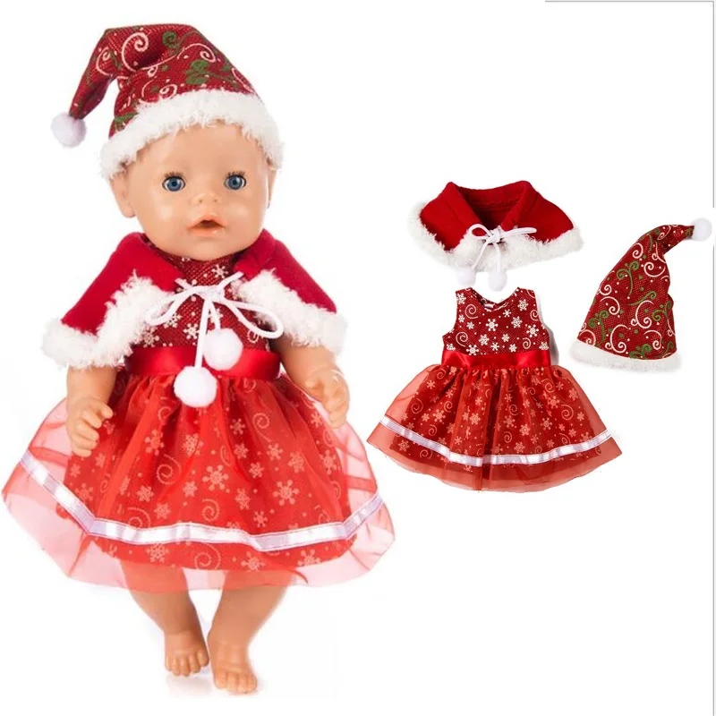 Baby Reborn Doll Christmas Dress Santa Claus Clothes Hat for 18 Inch Doll Winter Wear Baby Girl Christamas New Year Gift