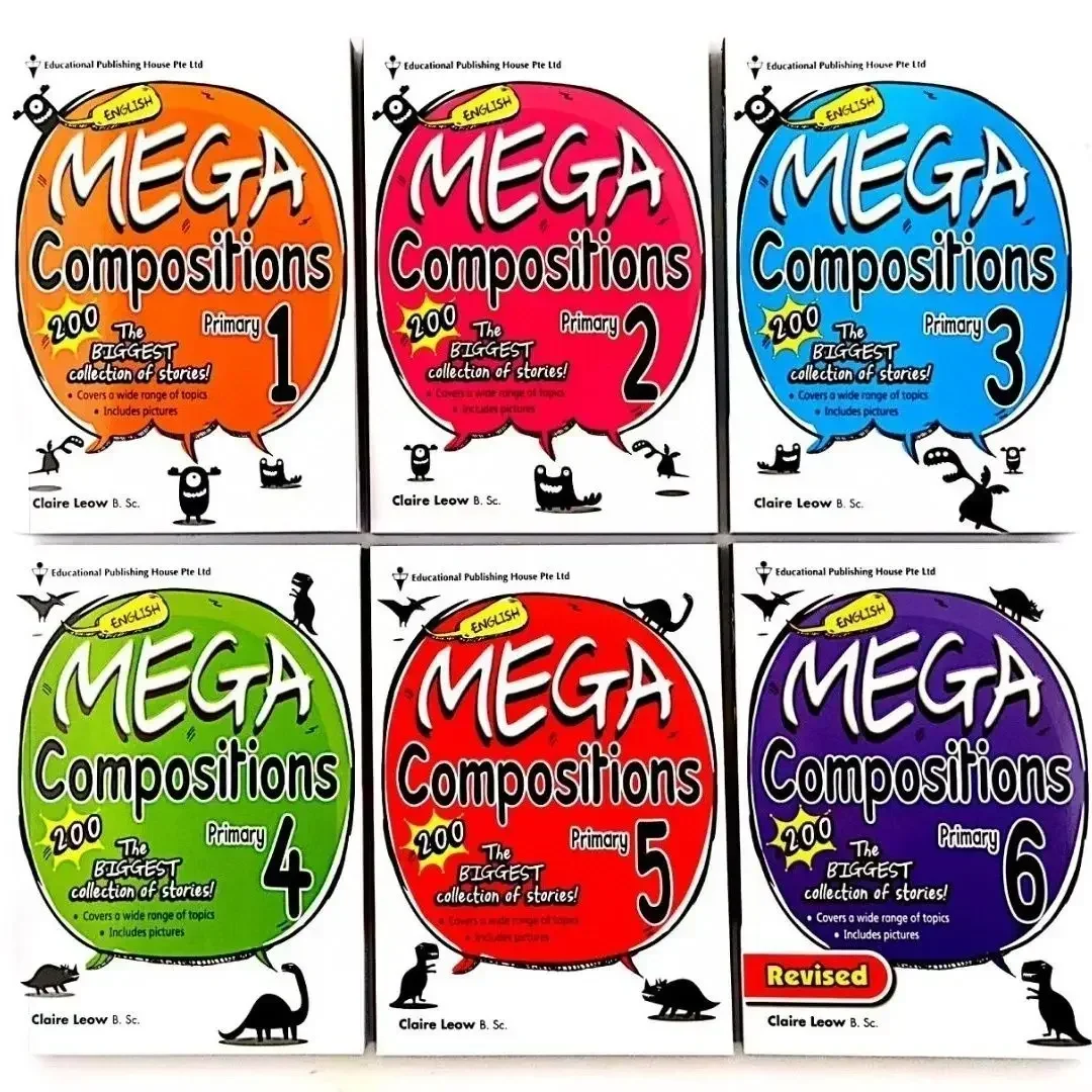 Books of6 Books /Set MEGA English Compositions in Singapore Primary School Christmas gift DIFUYA