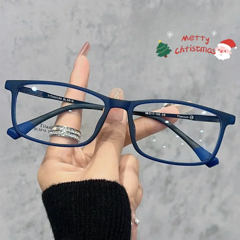

Β Titanium Eyeglass Frame Ultralight Square Arge Face Men's Eyeglass Frame, Titanium Leg Optical Prescription Men's Glasses 5816