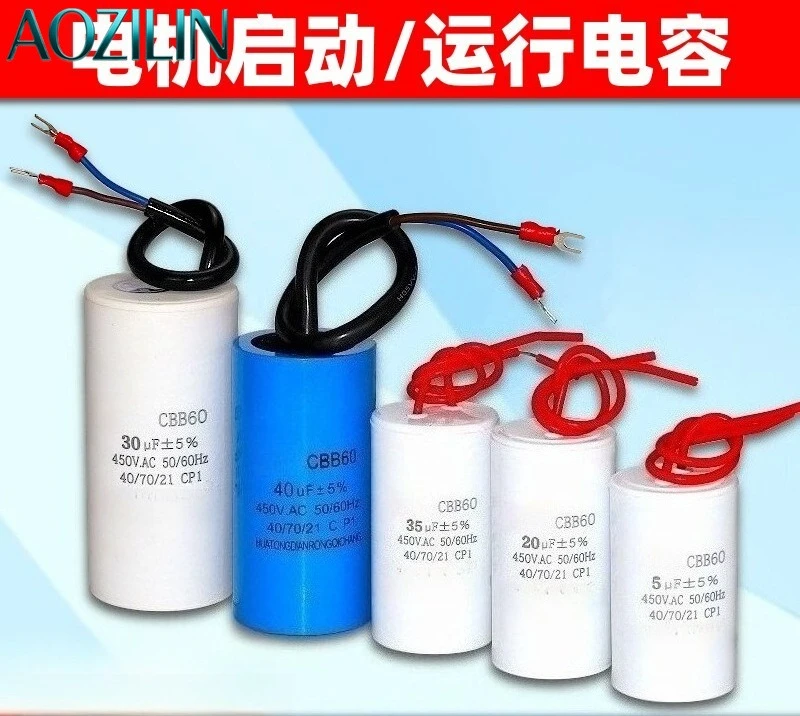AOZILIN CBB60 CD60 Motor Running Start Capacitor Single Phase Motor Capacitor For Water Pump Washing Machine 10 Pack