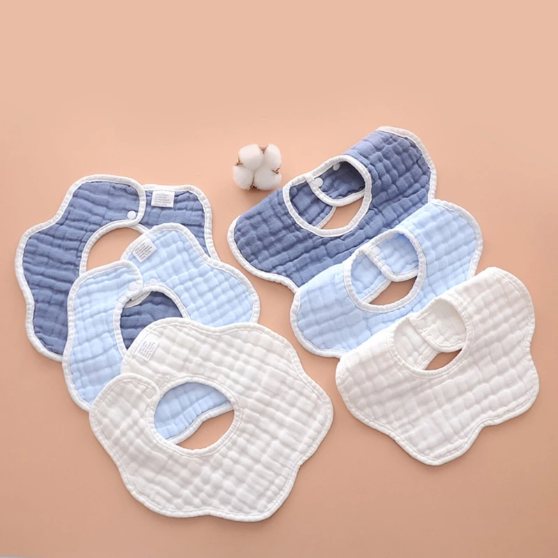 97BE Colorful Baby Bibs 360-Degree Rotating Cotton Super Soft- & Absorbent Breathable Baby Bibs Babies Shower Present