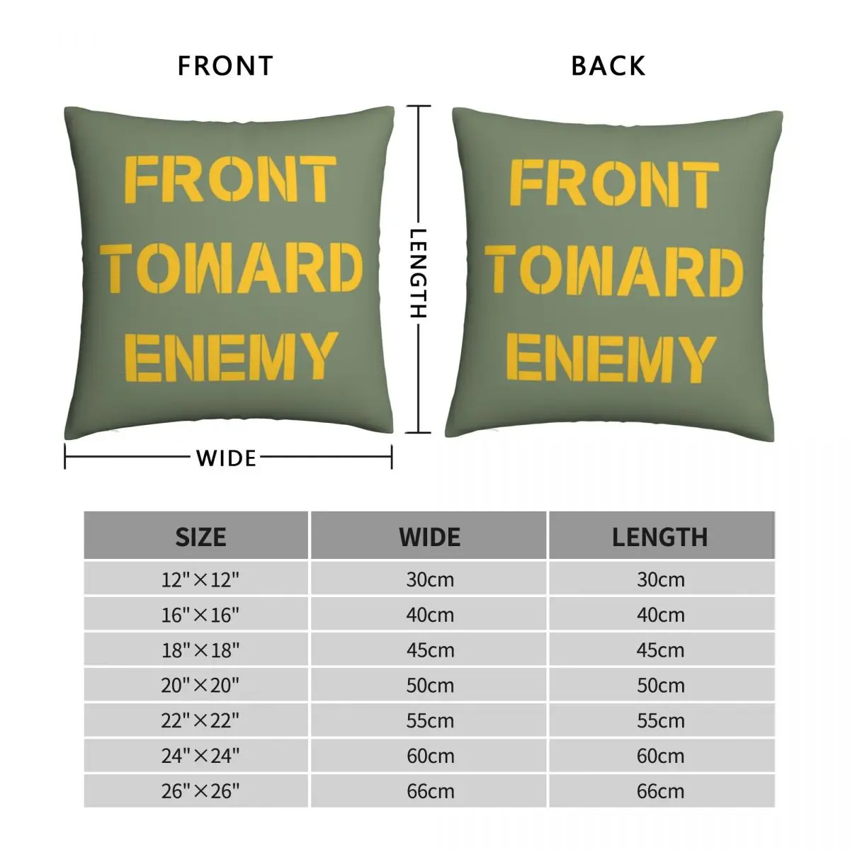 FRONT TOWARD ENEMY Square Pillowcase Polyester Linen Velvet Printed Zip Decor Throw Pillow Case Bed Cushion Cover