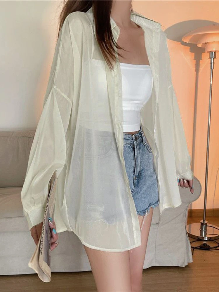 

plus Size Ice Silk Long Sve Sun Protection irt Women's Summer Thin Design with Strap Cover up Outer Cardigan Ne