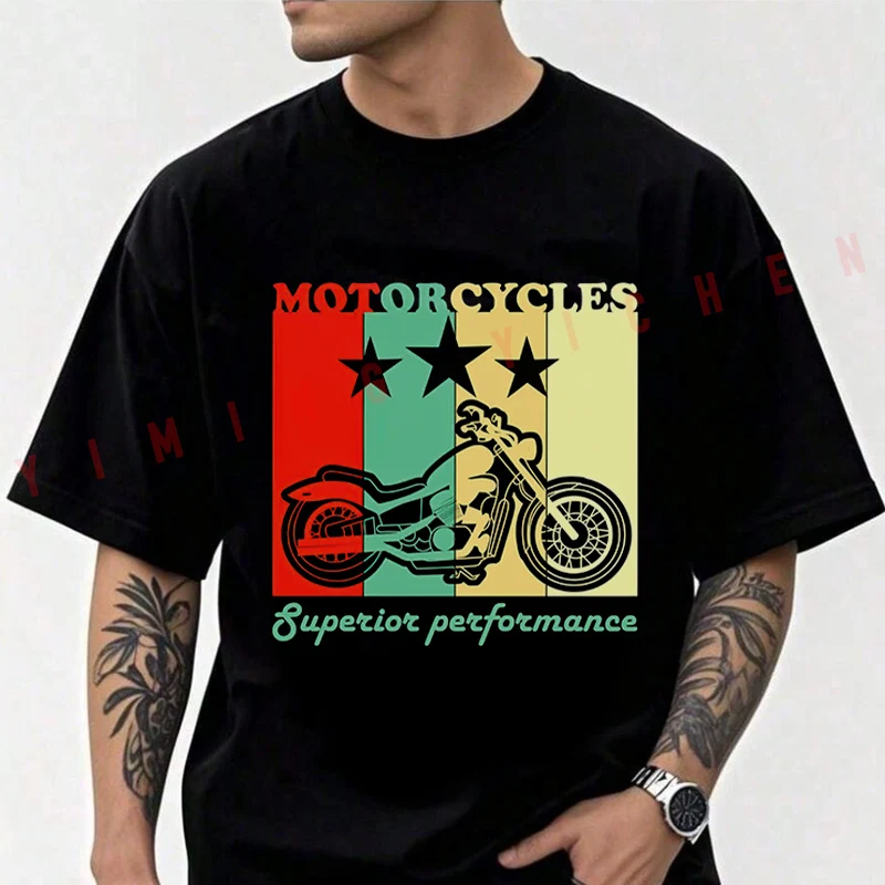 

Vintage Motorcycle Superior Performance Men T-shirt High Quality Funny Cotton Casual Cool Short Sleeve Hip Hop Tees