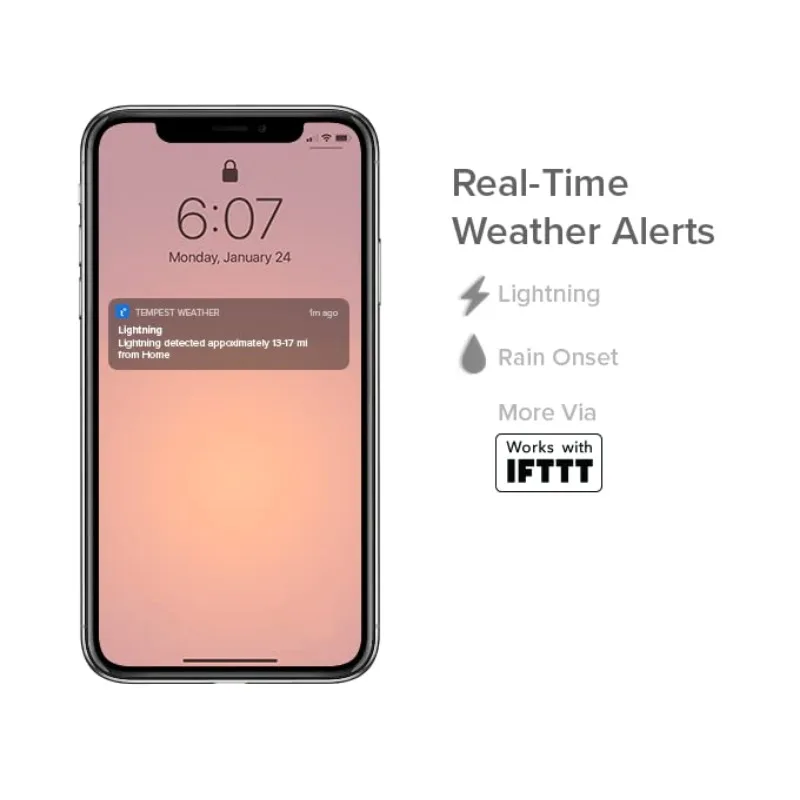 System pogody Tempest z wbudowanym miernikiem wiatru, deszczownikiem i dokładnymi prognozą pogody, bezprzewodowym, obsługą aplikacji i obsługą Alexa