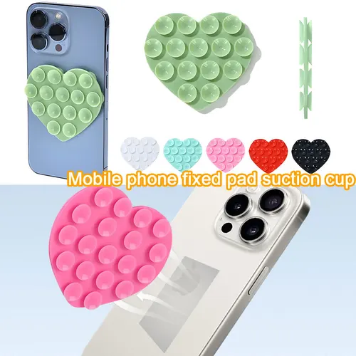 Imagen 2 del producto Almohadilla fija para teléfono móvil de fuerte adsorción, soporte de ventosa lavable manos libres, soporte de ventosa en forma de corazón, ventosa de silicona, 1 ud.