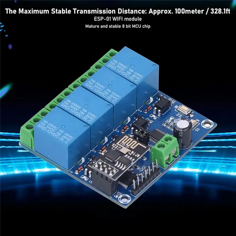 DT17 12V 4 Channel WiFi Relay Module, Smart Home Remote Switch, Mobile Phone APP Control, USB Relay Function