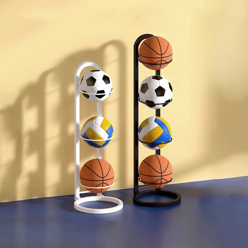 バスケットボール収納ラック 3段キューブボール収納ホルダー ガレージスポーツオーガナイザー 室内取り外し可能ディスプレイボールスタンド