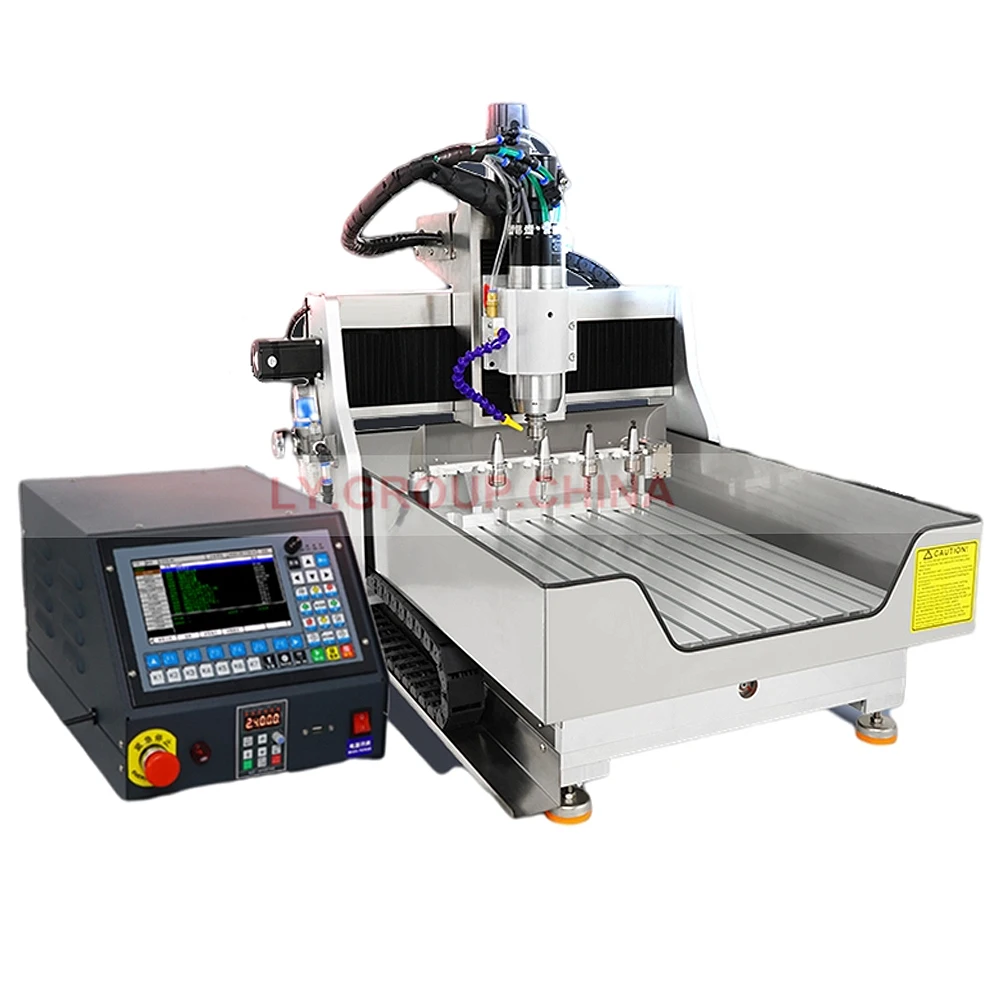 LY 6040-ATC CNC Engraving Carving Machine Full Square Track CNC Router 5pcs Tool Magazine 2.2KW Spindle with Handwheel