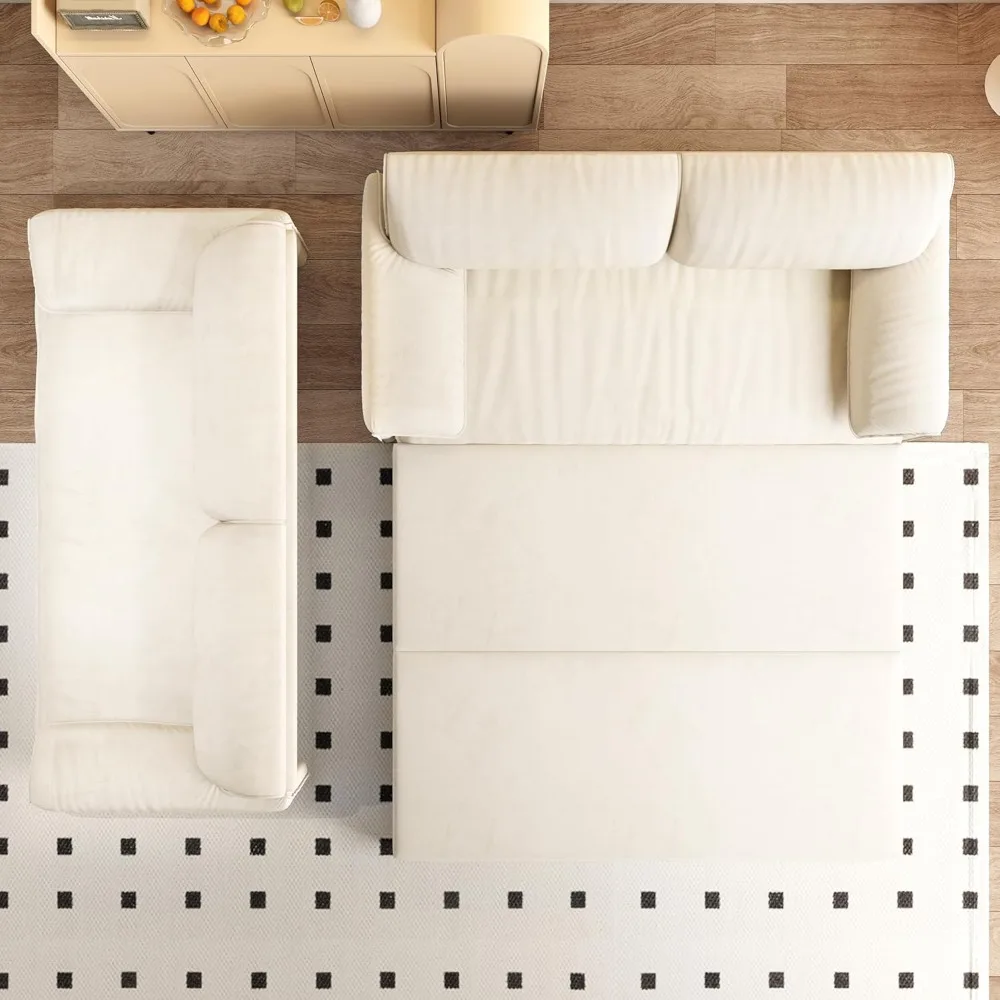 أريكة سرير بحجم كوين 66 بوصة، أريكة نوم قابلة للسحب 3 في 1 مع مساحة تخزين جانبية، أريكة مخملية بمقعدين للمنزل