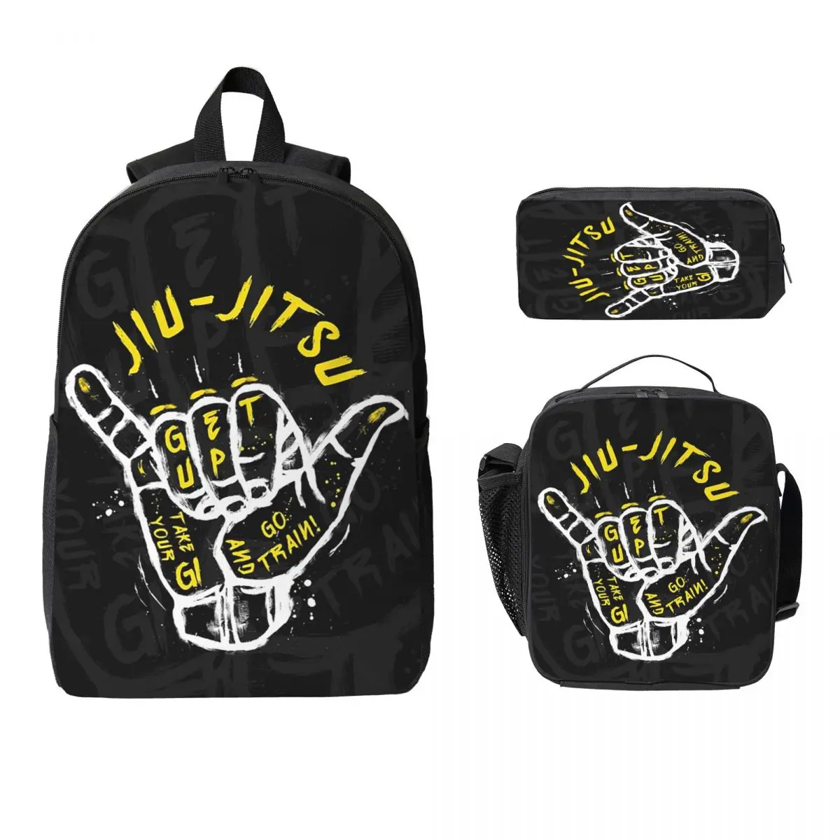 

Jiu-jitsu. Go Train Backpack Student Boys Girls BookBag School Bag Laptop Shoulder Bags 3ps Insulated Lunch Bag Pencil Case