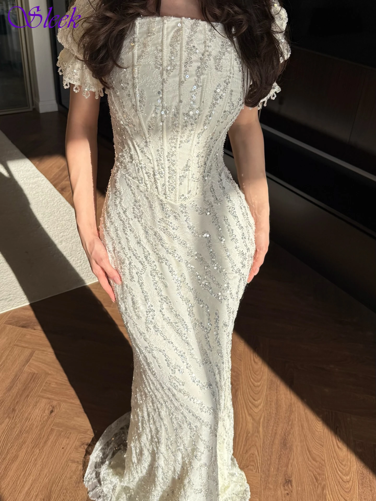 تخصيص حورية البحر ساحة الياقة أنيقة كلاسيكية مساء اللباس حساسة المشاهير أثواب عالية الجودة أزياء حزب اللباس