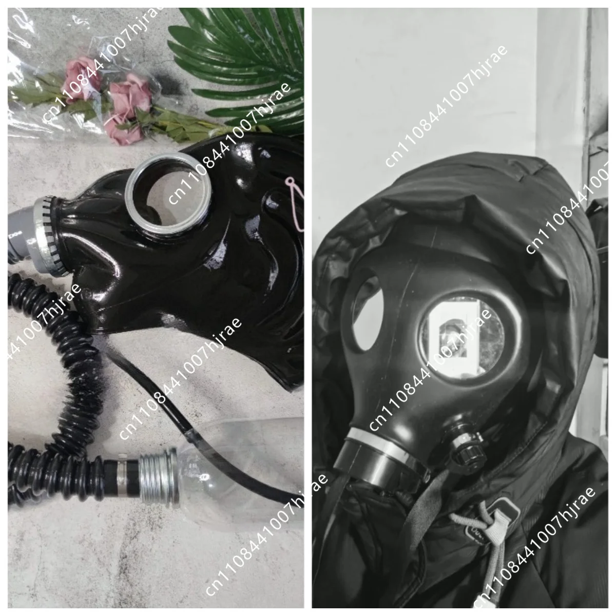 Latex mask breathing bag black rubber all-inclusive cos accessories mask