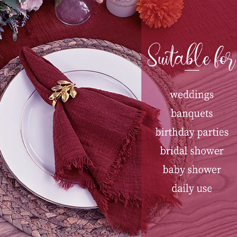 

Handmade Cloth Napkins Cotton Linen Easter Spring Napkin with Fringe 40X40cm for Wedding Party Baby Shower Birthday Decorations