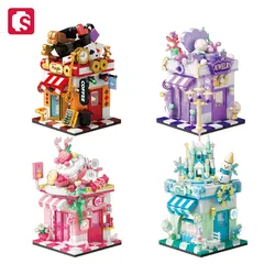 SEMBO Creative City Streetscape Bricks Architecture Assemblage Building Blocks MOC Shop Models Home Decorations Girls Toys Gifts