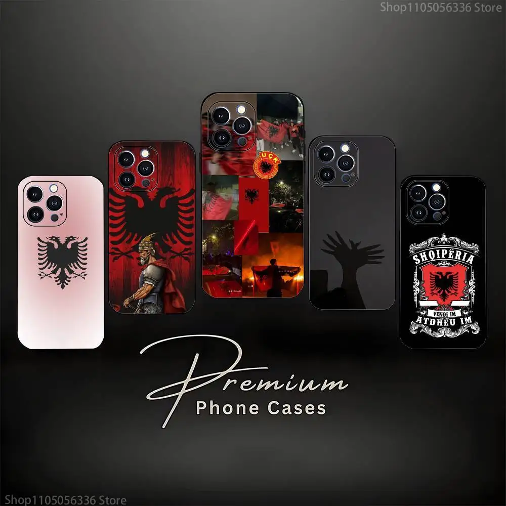 

A-Albanians Flag Phone Case For iPhone 16,15,14,13,12,11 Plus,Pro Max,XS,X,XR,SE,Mini,8,7,Soft Silicone Black Cover