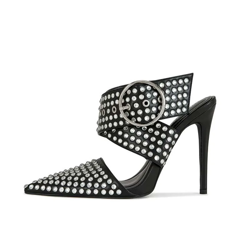 

Arden Furtado 2025 Summer Cross tied Crystal Banquet shoes Pointed Toe Super high heel Side zipper Closed toe Sandals