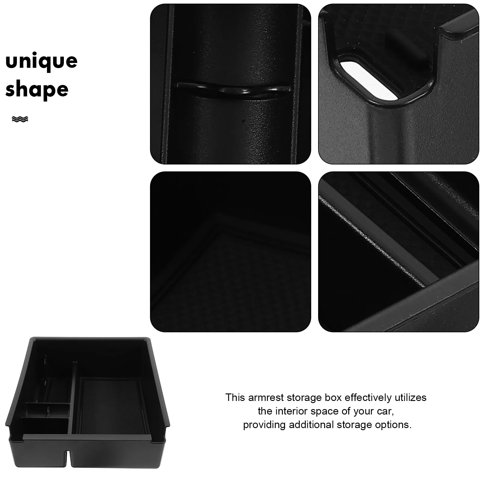 

Storage Boxes Car Center Console Tray Pocket Armrest Black Middle Organizer Man