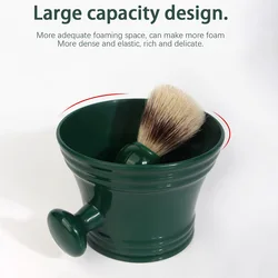 2Pcs Men's Green Manual Lathering Bowl Soft Foam Brush Facial Grooming Salon Shaving Beard Care Tools Special Set for Home