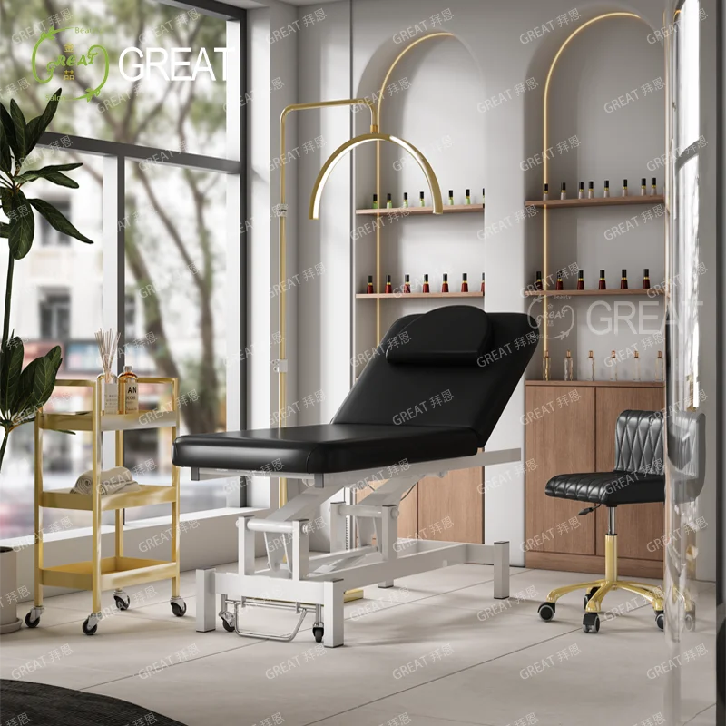 

Black Full Electric Therapy Medical Spa Salon Treatment Massage Table Facial Beauty Salon Furniture
