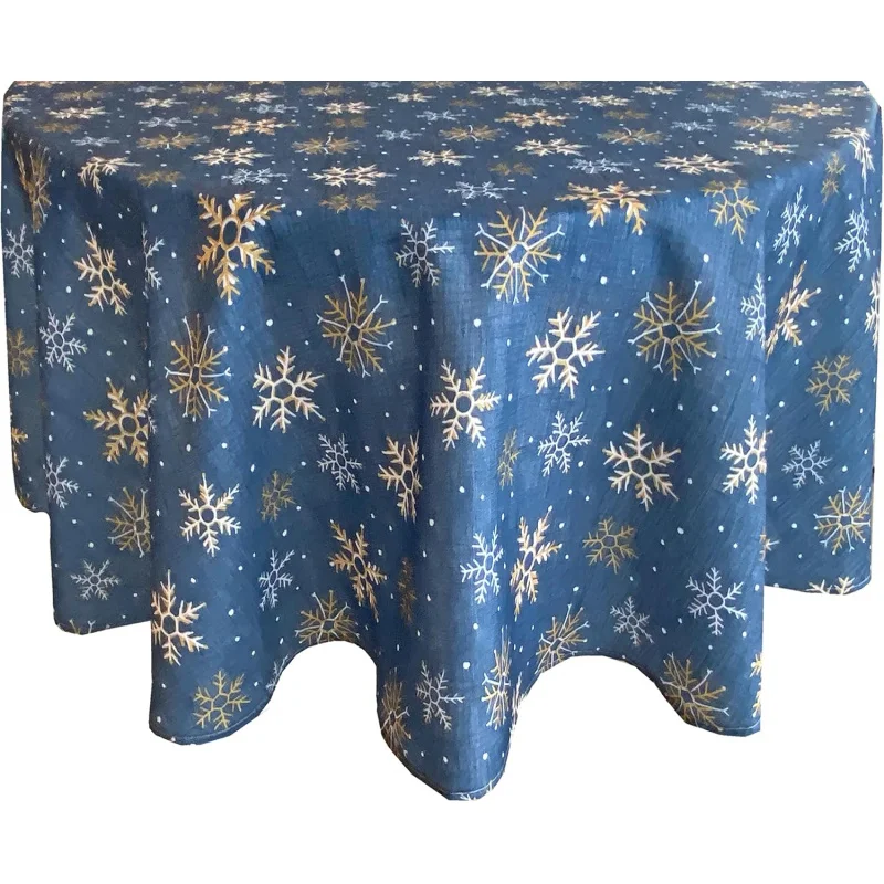 

Christmas circular tablecloth 60X60cm blue snowflake kitchen living room table mat decoration