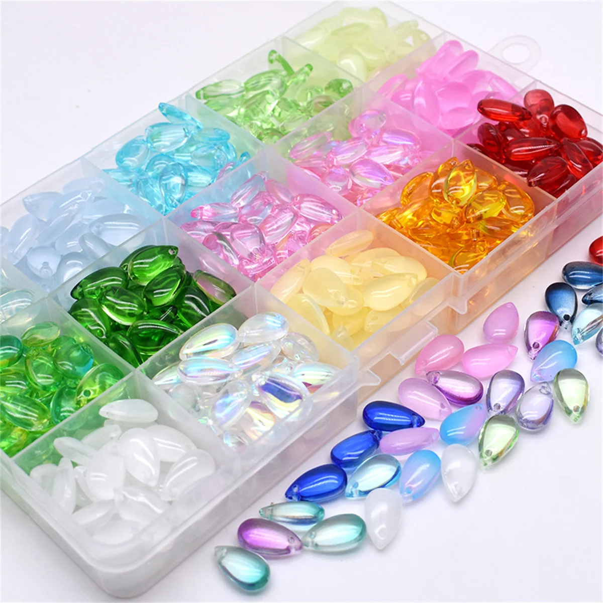 Z02 8x14mm 30Pcs Water Drop Shape Czech Glass Beads DIY Jewelry Findings Water Drop Glass Loose Beads for Jewelry Making