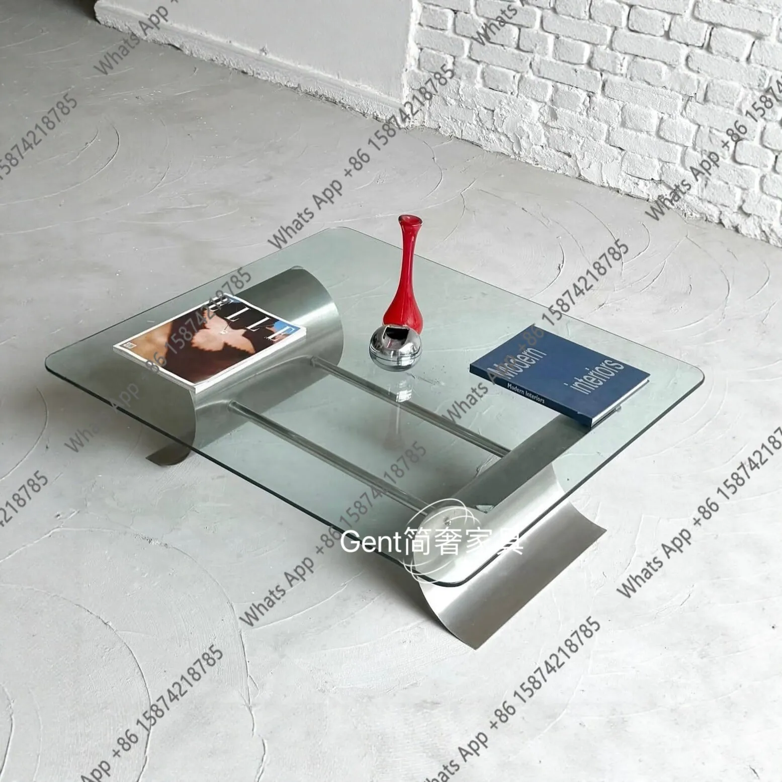 

Italian stainless steel personalized creative coffee table Nordic light luxury square coffee table living room minimalist