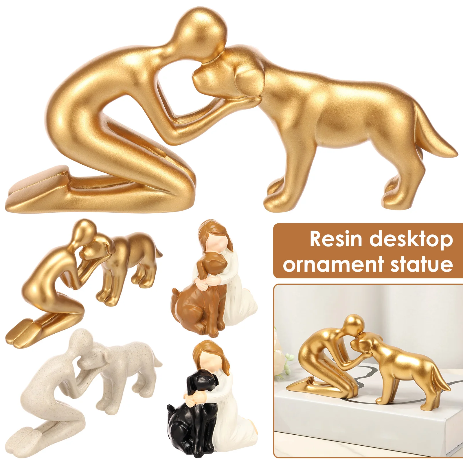 Love My Black Dog Figurines Statues Resin Cute Dog Angel Friendship Remembrance Presents for Dog Lovers Living Room Home Decor
