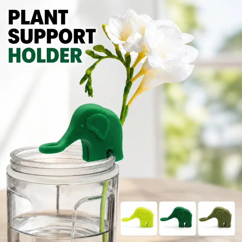 Plant Propagation Buddy Animal Silicone Elephant Plant Support Stand, Green Plant Holder for Garden, Cute Decor for Indoor