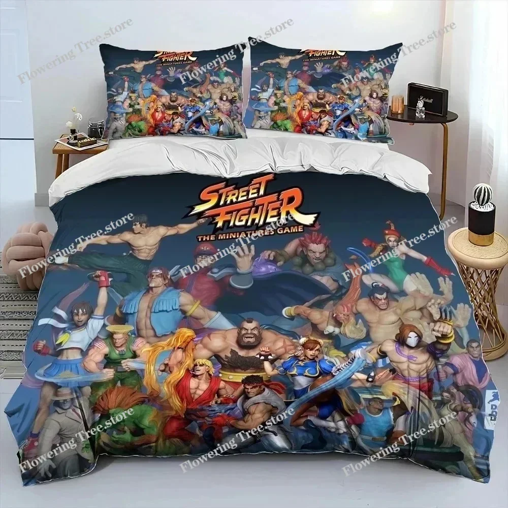 3D Print Street Fighter Retro Game Bedding Set Duvet Cover Bed Set Quilt Cover Pillowcase Comforter king Queen Size Boys Adult02