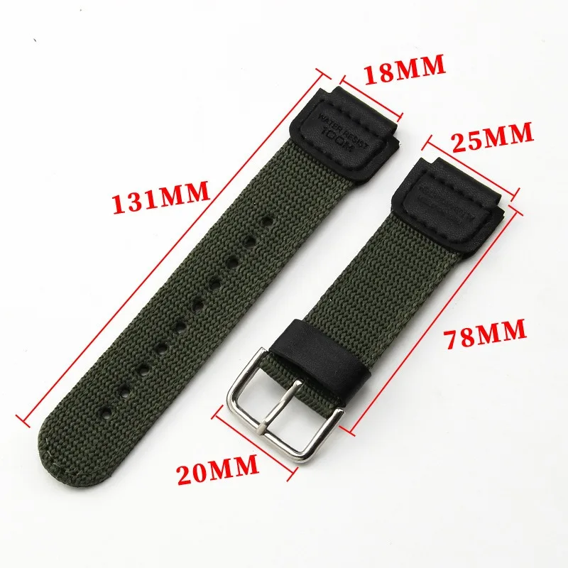 18mm Nylon Canvas Sport Watch Strap for Casio W800H Menfor Casio AE-1200WH/SGW-300/AQ-S810W/F91W Convex Men Women Bracelet Band