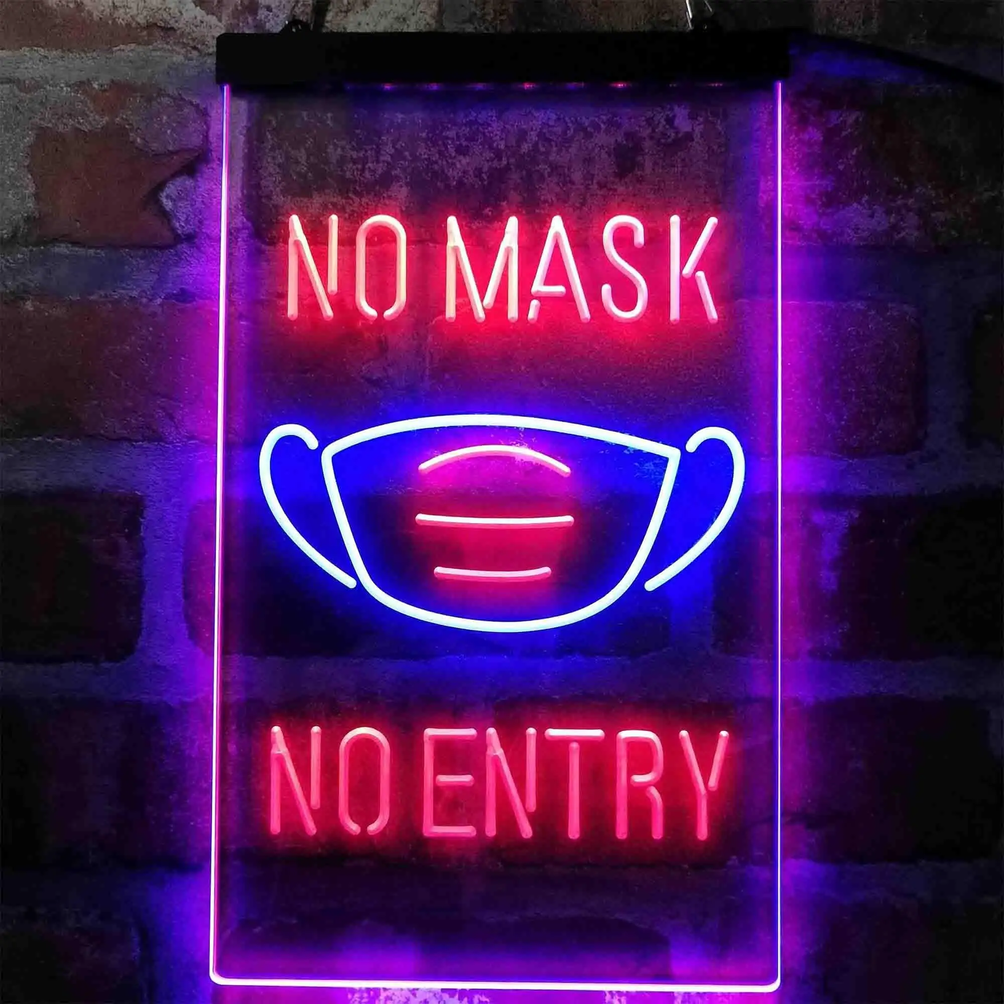 No Mask No Entry Notice Dual-color LED Neon Sign st6-i4006