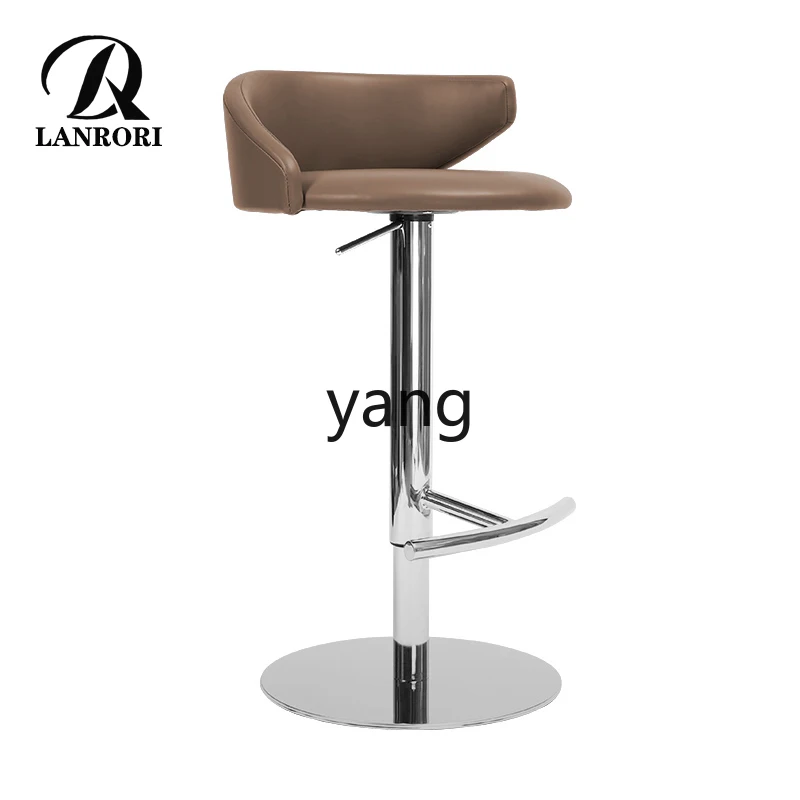 

LMM Italian Light Luxury Bar Stool Modern Minimalist Leather Bar Chair Spinning Lift High Stool