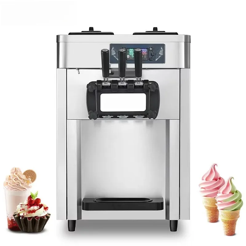 Machine à crème glacée automatique professionnelle pour usage commercial, machine à crème glacée molle à 3 saveurs