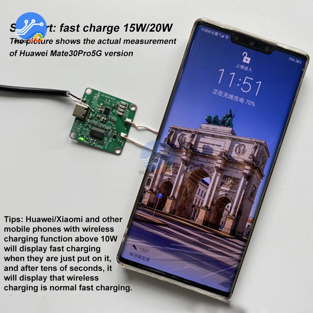 20ワットハイパワー5v 9v 12v急速充電ワイヤレス充電器送信機モジュールタイプc usb + コイルチーユニバーサル自動車電話バッテリー