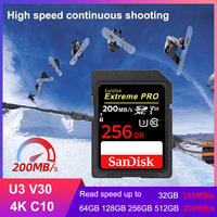 SanDisk Extreme PRO SD Card 32GB SDHC UHS-I 64GB Flash Card 128GB Memory Card 256GB 512GB SD card Max 200MB/s for 4K UHD video