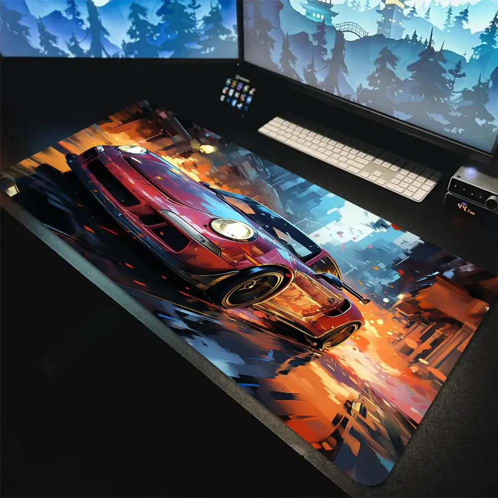 XXL Mice Pad Large Computer Non-slip Lock Edge Keyboard Deskpad Mousepad Rally Sport Racing Car Speed Drift GTR Race Car Vehicle