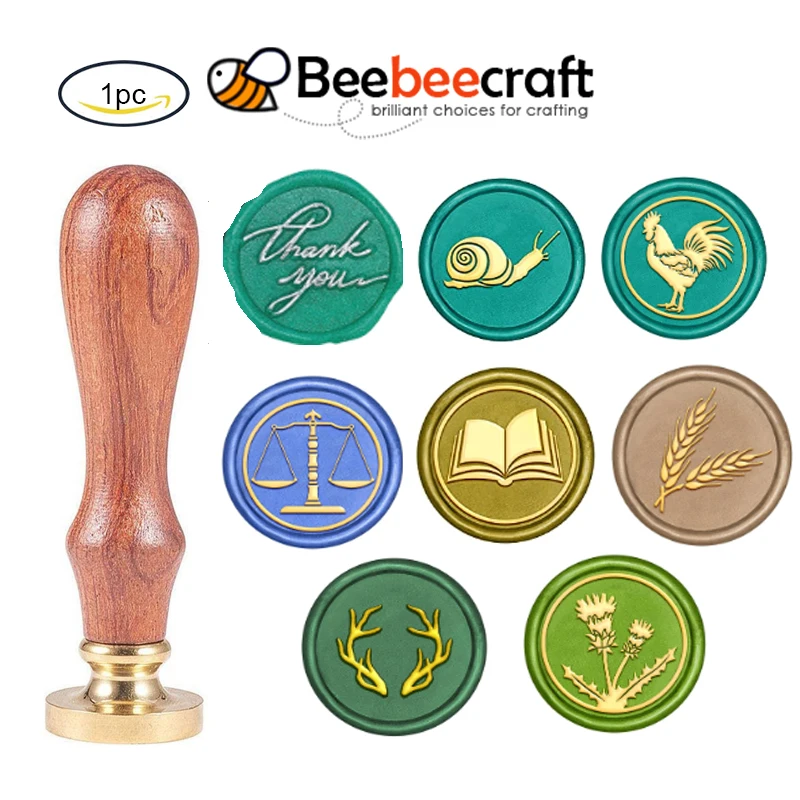 

1PC Wax Seal Stamp Thank You Vintage Sealing Wax Stamps Words 25mm Removable Brass Head Sealing Stamp with Wooden Handle