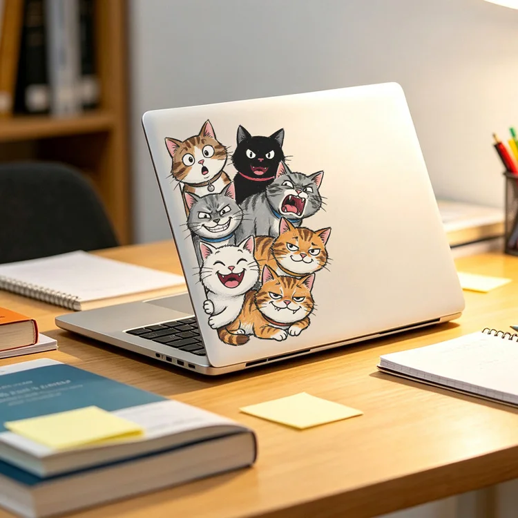 Lustige, niedliche Katzen-Wandaufkleber für Wohnzimmer, Schrankdekoration, Wandbild, Schlafzimmer, Badezimmer, selbstklebende Toilettenaufkleber. – Detail 6