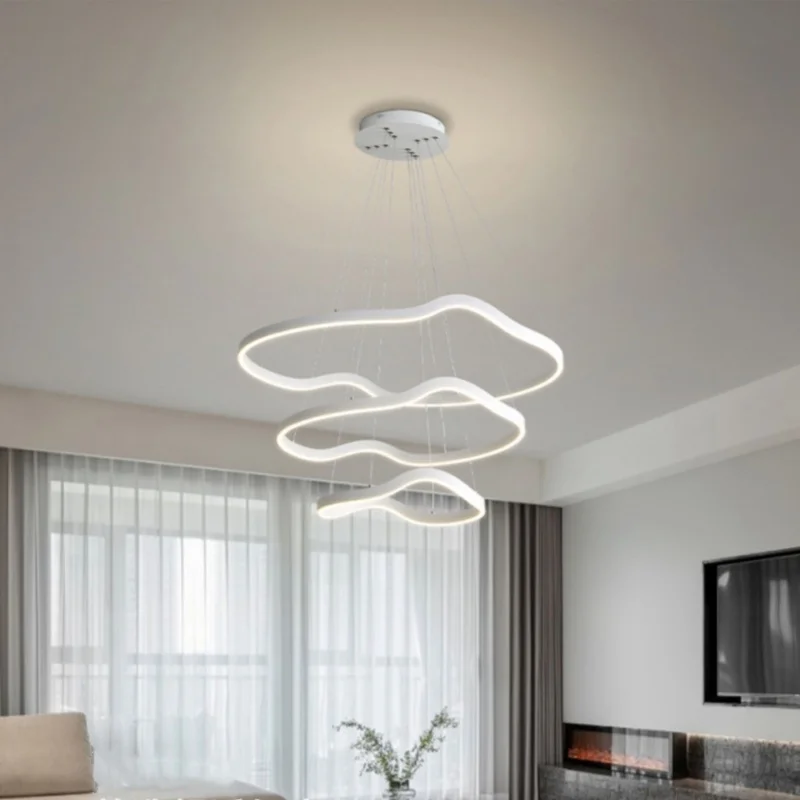 Modern LED pendant lights minimalist irregular circular rings hanging lamps living room dining room household lighting fixtures