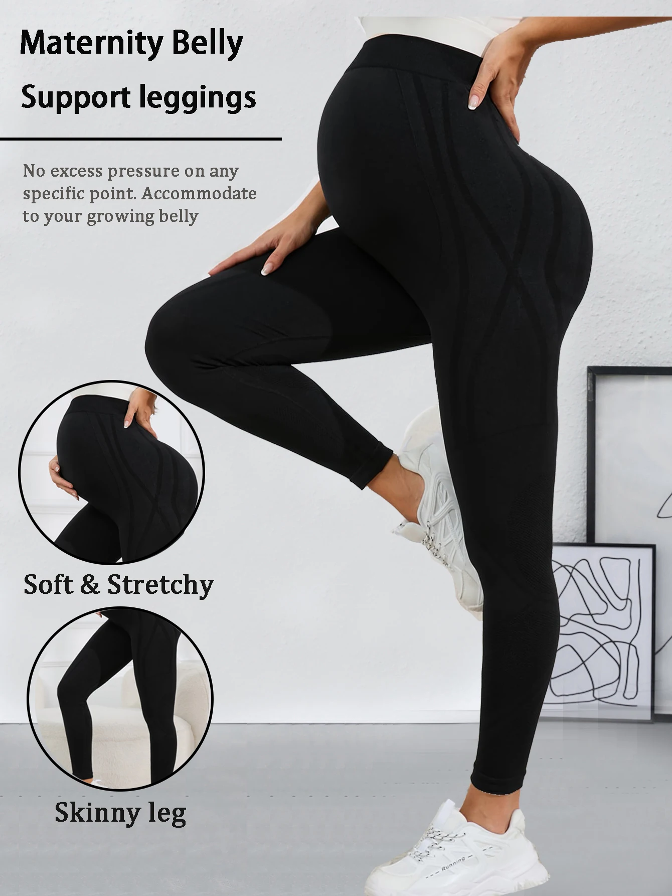 Leggings de yoga sans couture pour la maternité, taille haute, soutien du ventre, pantalon de sport pour la grossesse, effet push-up, extensible, pour la gym, la course et l'entraînement