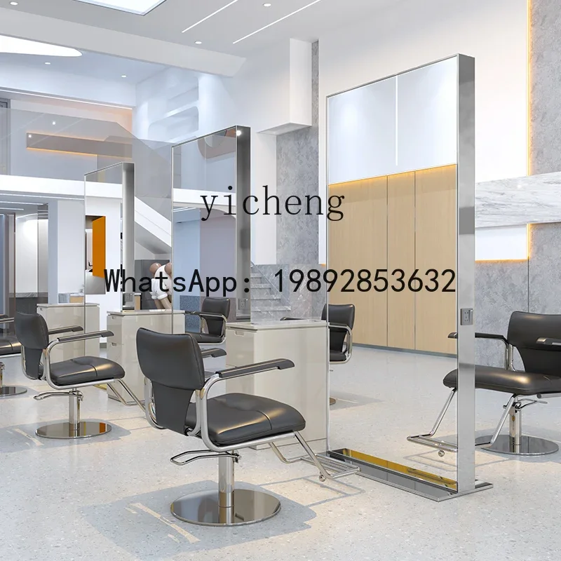 L21-  Barber Shop Mirror Single Double-sided Floor Mirror Perm Dyeing and Cutting Mirror with Light
