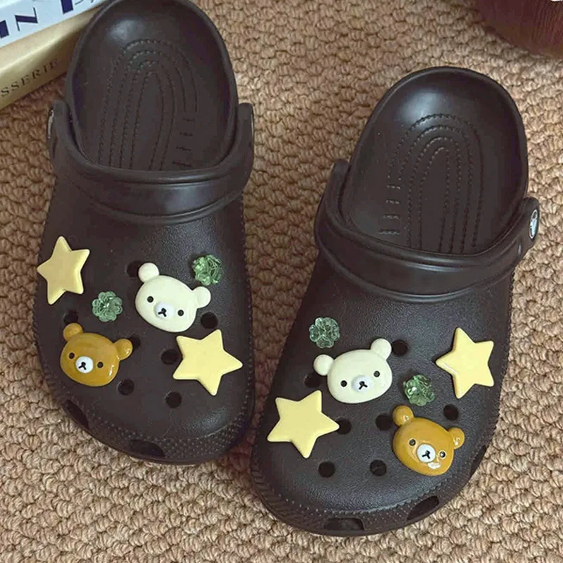 Charmes de chaussures mignons en forme d'étoile et d'ours pour sabots, accessoires de bricolage, sandales à glissière, pantoufles, décoration de chaussures de jardin, boucles, épingles, cadeaux pour garçons et filles